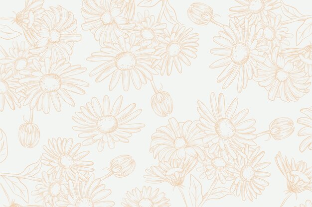 Realistic hand drawn flowers on pastel background