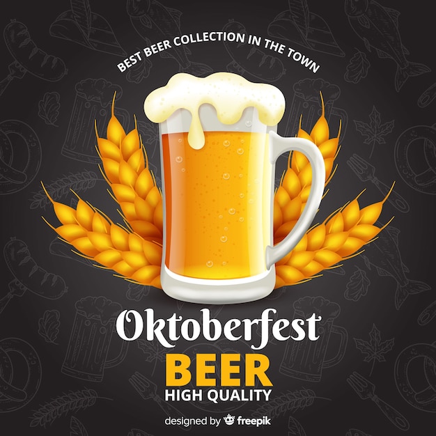 Realistic hand drawn oktoberfest background