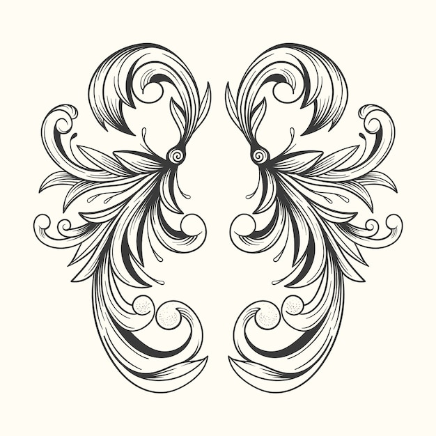 Free vector realistic hand drawn ornamental border in baroque style