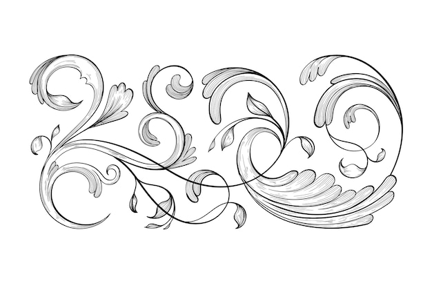 Free vector realistic hand drawn ornamental border in baroque style