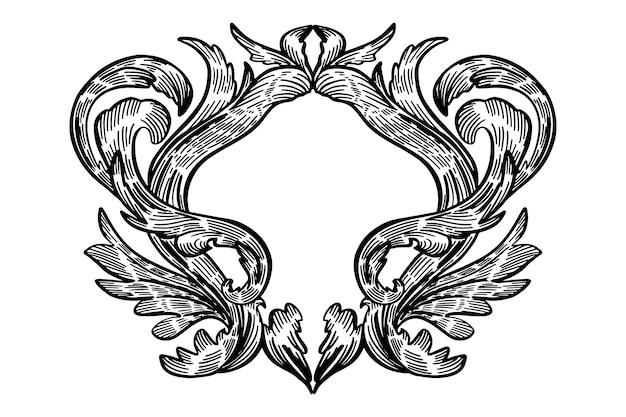 Realistic hand drawn ornamental border