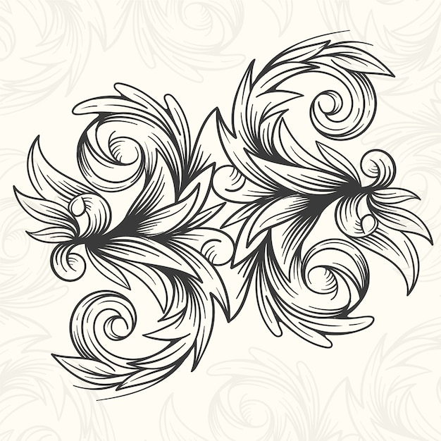 Realistic hand-drawn ornamental border