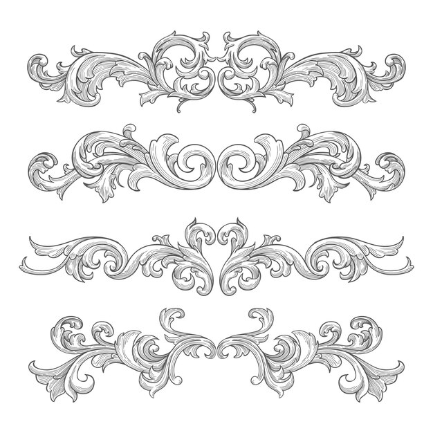 Realistic hand-drawn ornamental border