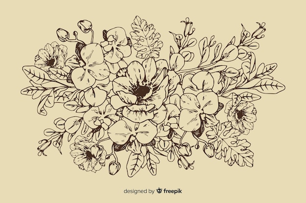 Free Vector realistic hand drawn retro floral bouquet