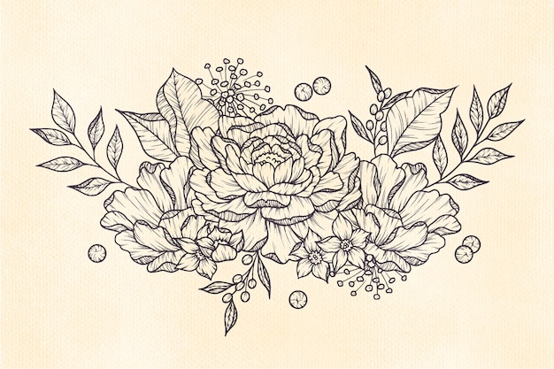 Free vector realistic hand drawn vintage floral bouquet