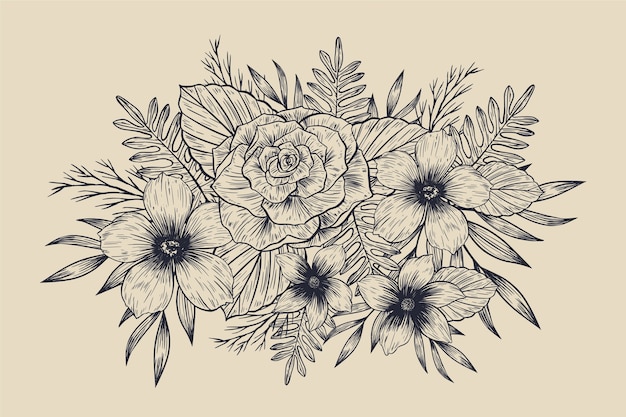 Free vector realistic hand drawn vintage floral bouquet