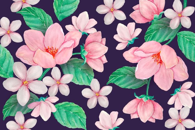 Realistic hand painted floral background