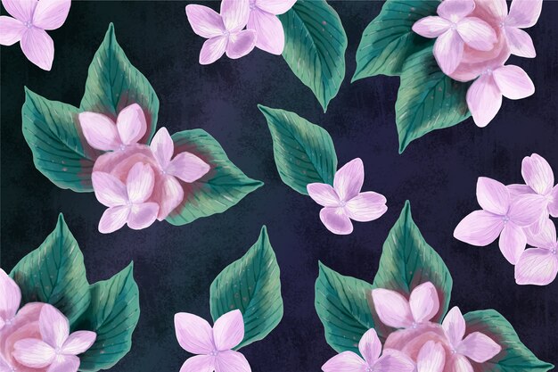 Realistic hand-painted floral background