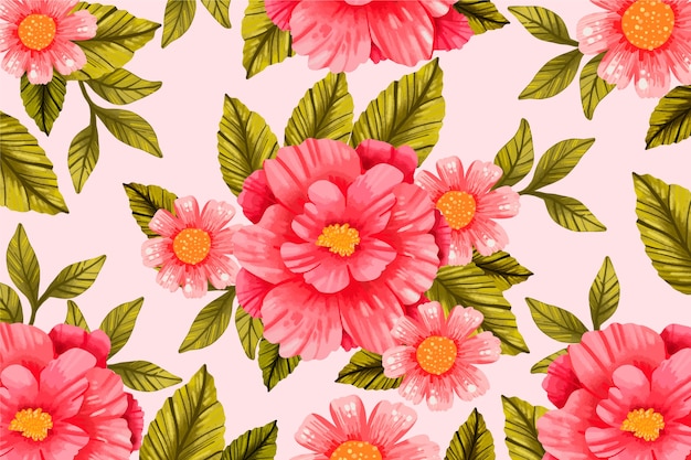 Realistic hand painted floral background