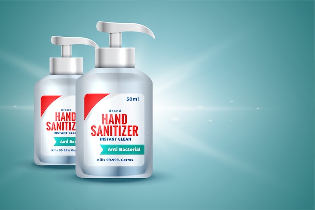 Realistic hand sanitizer bottle in 3d style