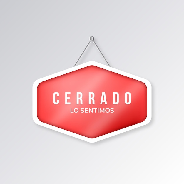 Free Vector realistic hanged red cerrado signboard