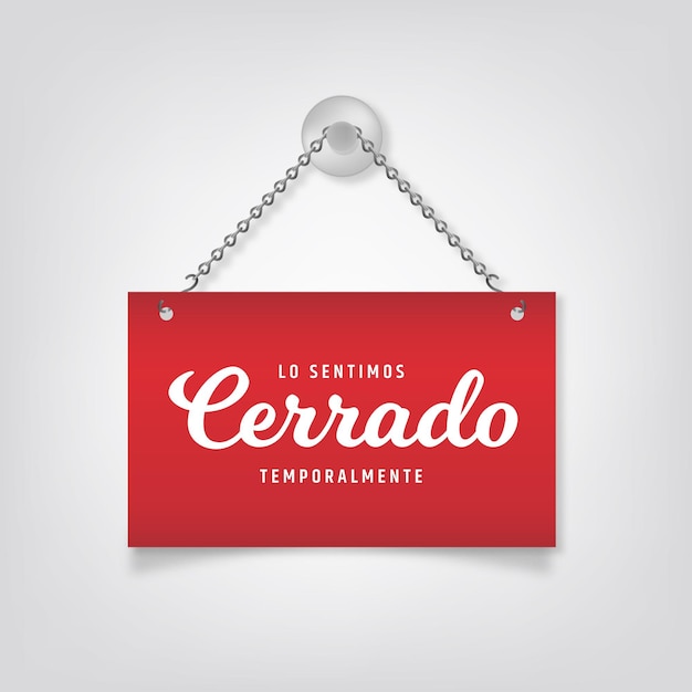 Free Vector realistic hanged red cerrado signboard