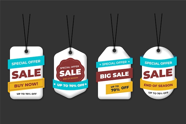 Free vector realistic hanging sales label collection