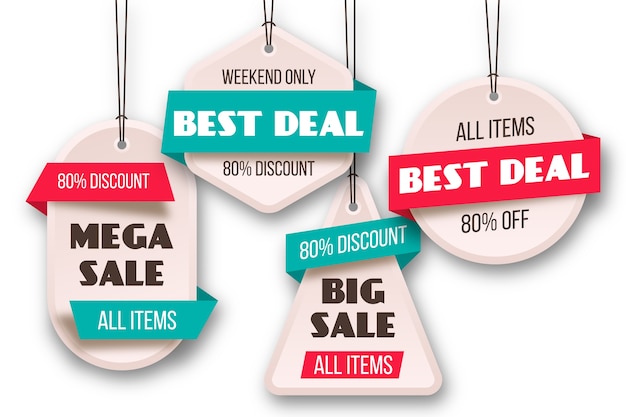 Free vector realistic hanging sales label collection