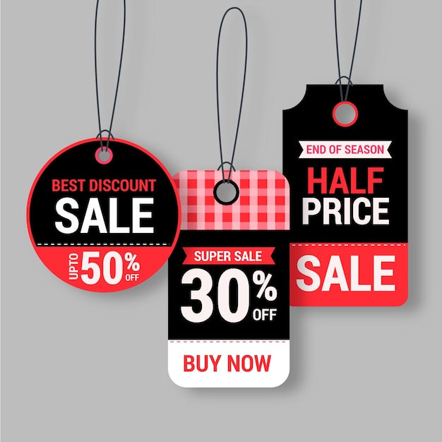 Free Vector realistic hanging sales label collection