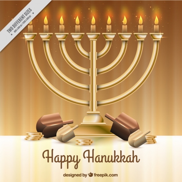 Free Vector realistic hanukkah background with candelabra