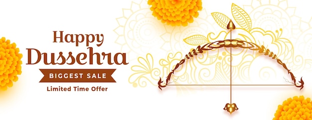 Free Vector realistic happy dussehra sale banner design