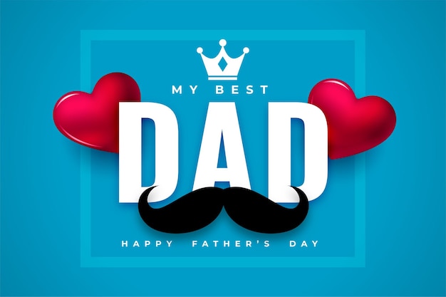 Realistic happy fathers day blue  greeting card