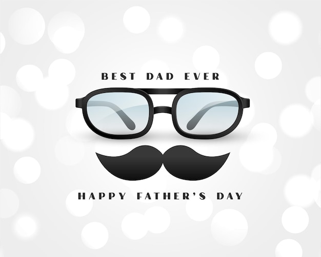 Realistic happy fathers day card on white bokeh  greeting card