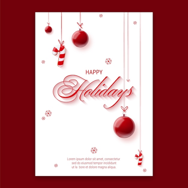 Realistic happy holidays vertical poster template