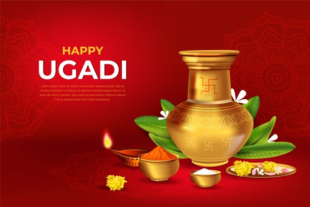 Realistic happy ugadi festival theme