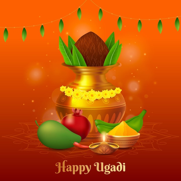 Free vector realistic happy ugadi illustration