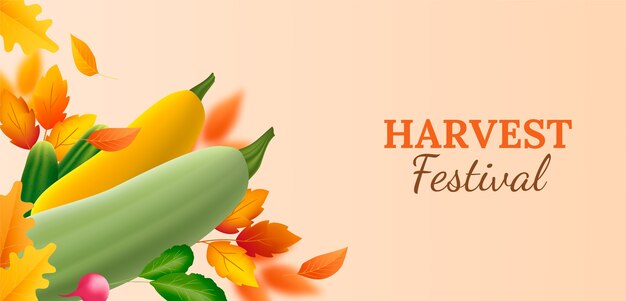 Realistic harvest festival celebration horizontal banner template