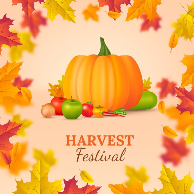 Realistic harvest festival celebration illustration