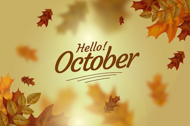 Free vector realistic hello october background for autumn celebration