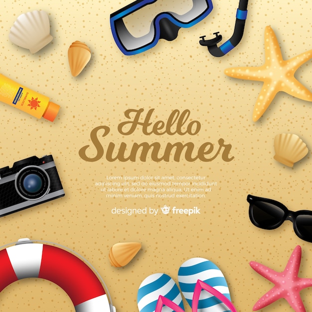 Free Vector realistic hello summer background