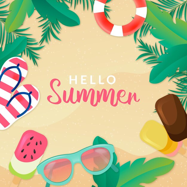 Realistic hello summer concept