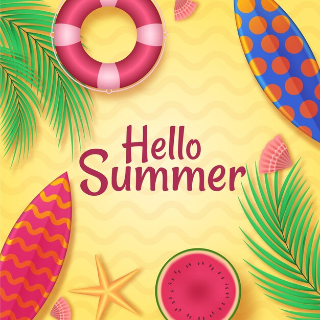 Realistic hello summer concept