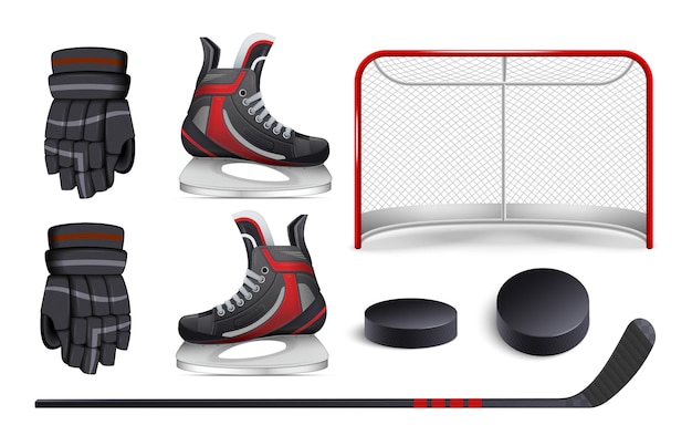 Free Vector realistic hockey set