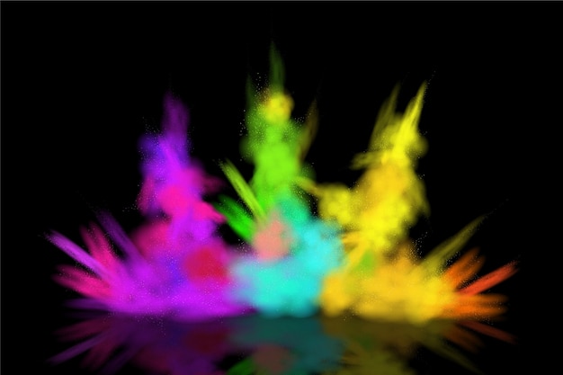 Free vector realistic holi colored powder explosion