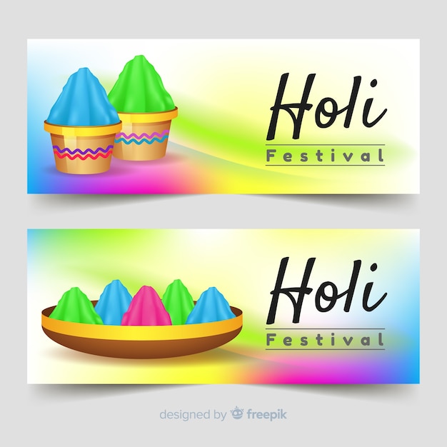 Realistic holi festival banner