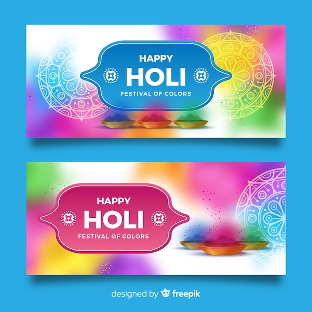 Free vector realistic holi festival banner