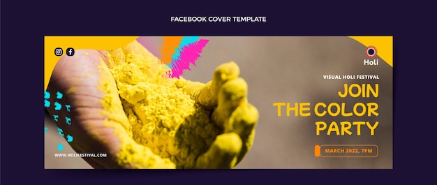 Realistic holi social media cover template