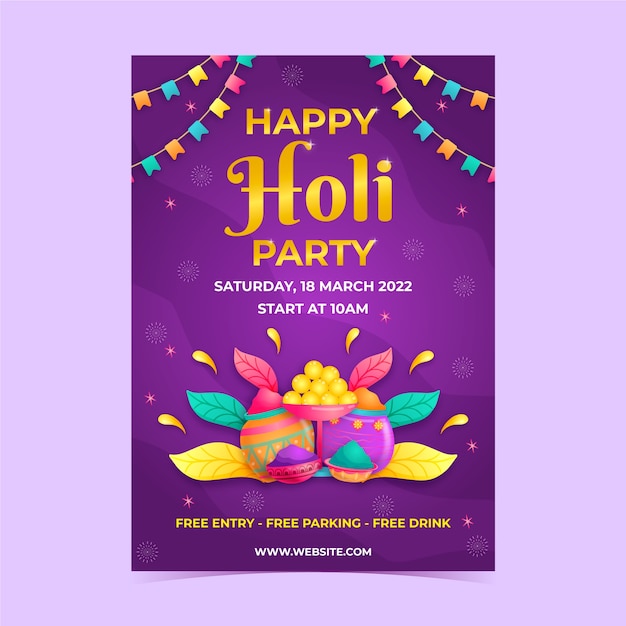 Realistic holi vertical poster template