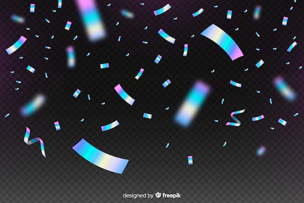 Realistic holographic confetti background