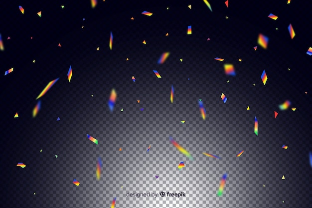 Realistic holographic confetti background