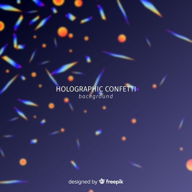 Realistic holographic confetti falling background