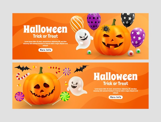 Realistic horizontal banner template for halloween celebration