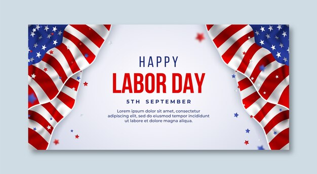 Realistic horizontal banner template for labor day celebration