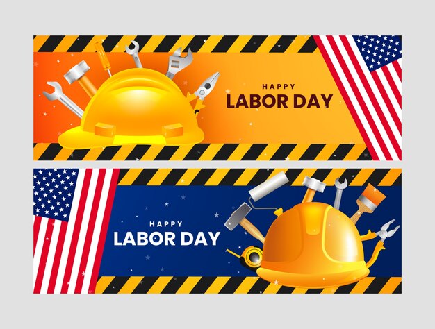 Realistic horizontal banner template for labor day celebration