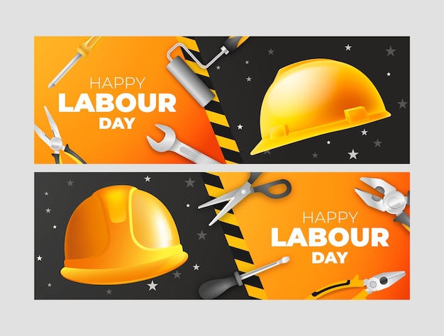 Free Vector realistic horizontal banner template for labor day celebration