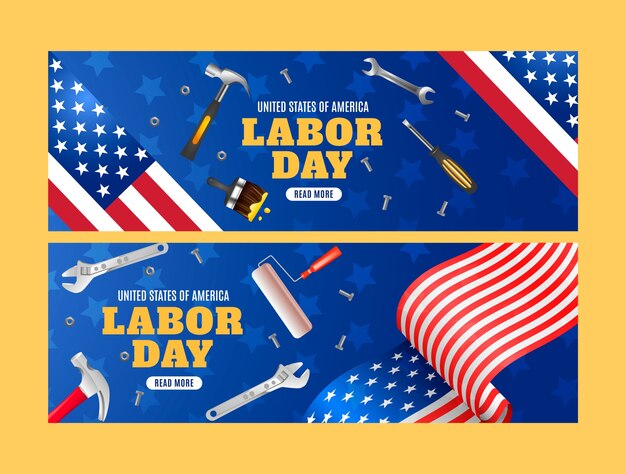 Realistic horizontal banner template for us labor day celebration