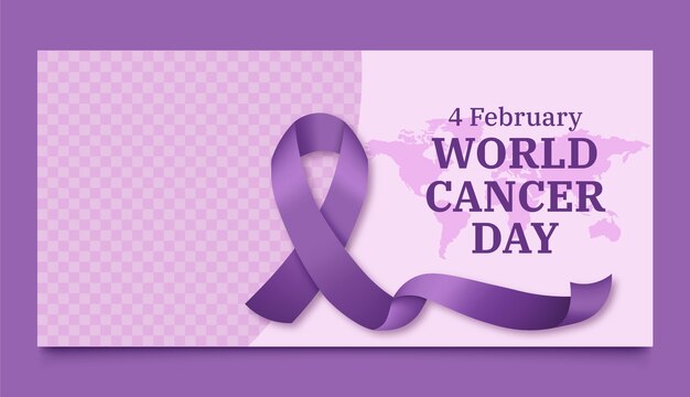 Free Vector realistic horizontal banner template for world cancer day awareness