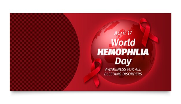 Realistic horizontal banner template for world hemophilia day awareness