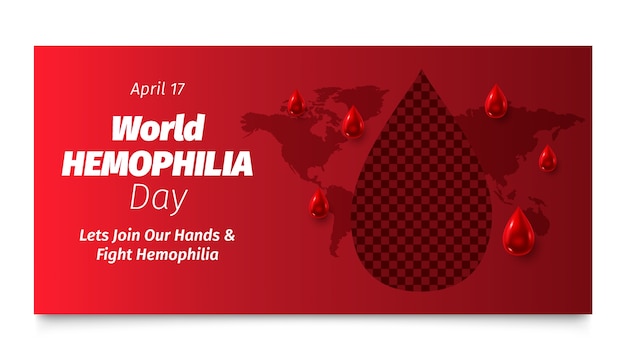 Realistic horizontal banner template for world hemophilia day awareness