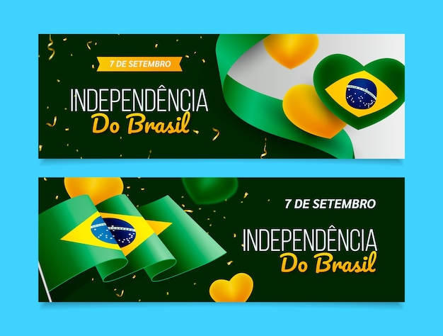 Free Vector realistic horizontal banners collection for 7 de setembro celebration